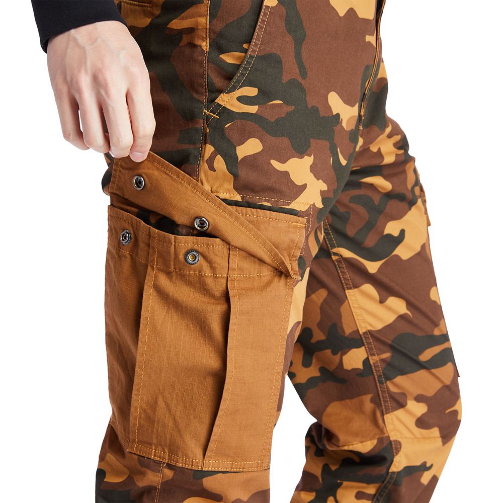 Timberland Mens Pants Lovell Lake Slim Tapered Camo Cargo - Brown - India CJ3806492